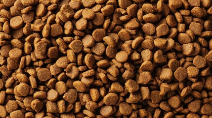 Brown dry dog food kibble texture for pet nutrition and feeding.