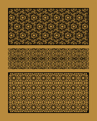 ornate black patterns on golden background