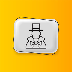 Black Magician icon isolated on yellow background. Silver rectangle button. Vector