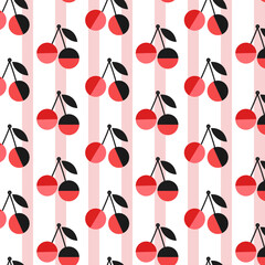 Seamless Cherry Pattern Background Striped Design