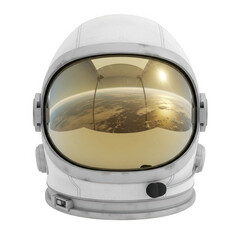 Fototapeta premium 3d rendered astronaut helmet with earth reflection isolated on transparent background