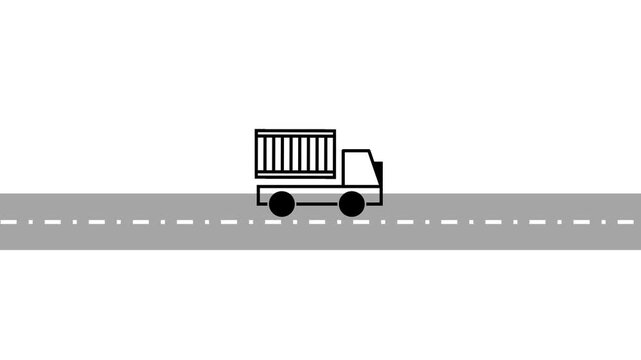 shopping container truck icon animation on road