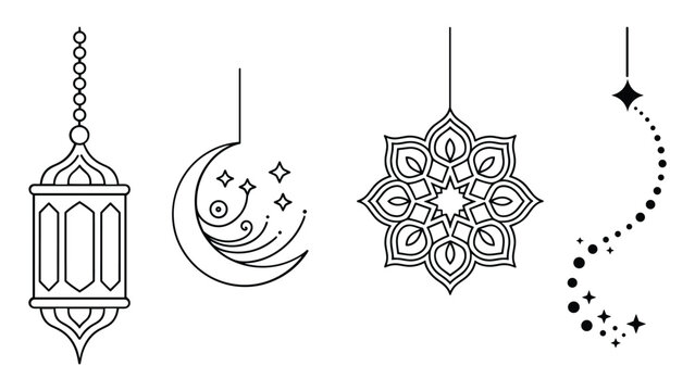 Ornate symbols and designs isolated on white background, Vector
