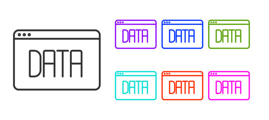 Black line Data analysis icon isolated on white background. Business data analysis process, statistics. Charts and diagrams. Set icons colorful. Vector