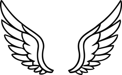 Fototapeta premium Elegant vector line art depicting a pair of graceful stylized wings, symbolizing freedom, aspiration, and celestial beauty