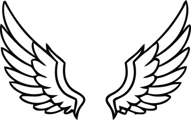 Obraz premium Graceful outline illustration of outstretched wings, symbolizing freedom, aspiration, and flight towards new horizons