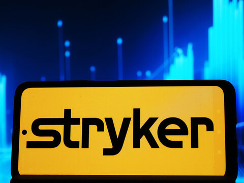 In this photo illustration,  Stryker Corporation logo seen displayed on a smartphone.