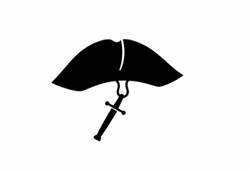 Silhouette of an Open Sword-Hilt Umbrella with a Minimalist Design on a Neutral Background