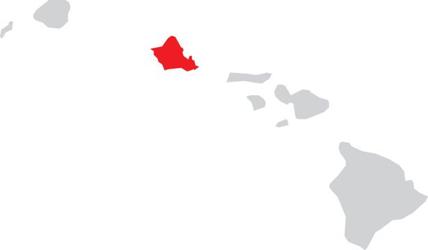Ohau Island Location Highlighted on Map of Hawaii State of USA Vector Design