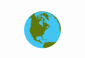 Fototapeta premium Illustration of the Earth showing North and Central America regions with blue oceans against a white background representing geography and environmental themes