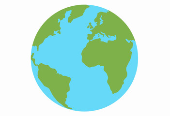 Obraz premium Colorful Illustration of Planet Earth Depicting Continents and Oceans in a Simplistic Artistic Style Against a Plain White Background