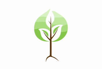 Obraz premium Minimalistic Green Leaf and Tree Logo Design Symbolizing Growth and Sustainability with Nature-Inspired Elements and Eco-Friendly Aesthetics