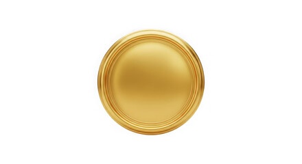 Golden coin with embossed details isolated on transparent background