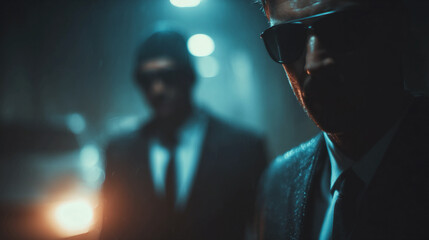 Undercover agent scene showing covert investigation activity representing intelligence law enforcement justice system secrecy professionalism environment lighting