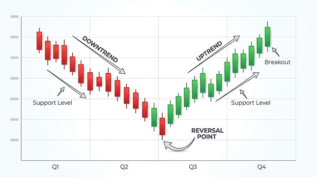 Stock Market Chart Showing Uptrend and Downtrend Patterns