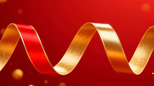 GoldenRibbononRedGradientBackgroundwithSoftLightSpots