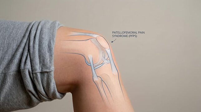 Patellofemoral Pain Syndrome, Close Up of Lateral Knee Extension and Flexion for Sports Medicine