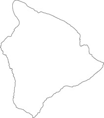 Map of The Big Island of Hawaii Isolated Stroke Outline Vector Transparent Background