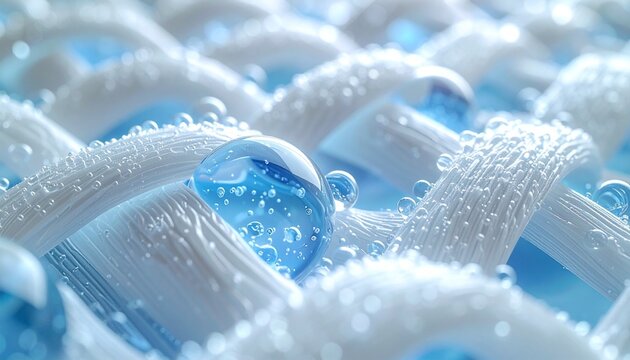 ニオイの元に吸着する透明水滴 クリーン洗剤マクロ表現 ジェネレーティブAI