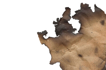 Obraz premium Burnt Old Brown Paper Edge Texture Isolated on White Background