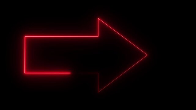 Right purple arrow globe neon icon on black background. road signs direction arrow. neon glow animation