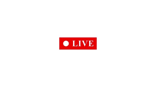 simple live streaming icon animation with transparent background, red button live streaming animation symbol