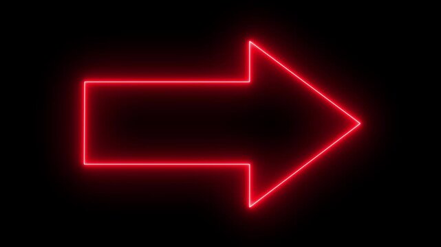 Right purple arrow globe neon icon on black background. road signs direction arrow. neon glow animation