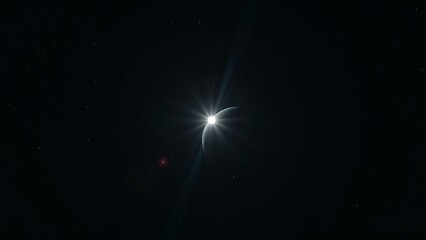 Distant Planet Illuminated by Star in Deep Space 8K