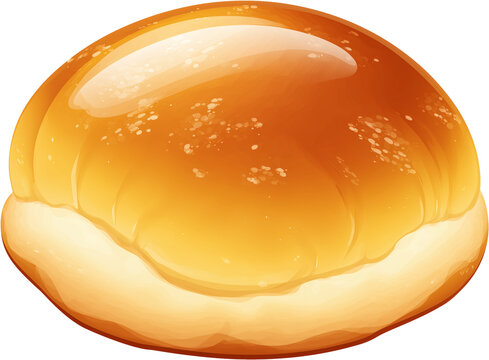 Bread roll illustration, cartoon milk bread soft bread roll on white background watercolor style