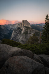 Yosemite Half Dome from Glacier point at sunet