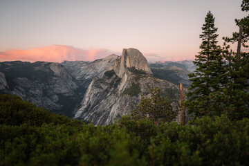 Yosemite Half Dome from Glacier point at sunet