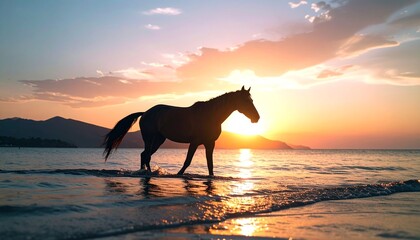 horse painting, horse portrait, horse posing in a noble posture,