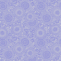 Soft lavender seamless floral lace pattern with circular mandala shapes. Elegant vintage textile texture ideal for wallpapers, fabrics, stationery, and decorative backgrounds.