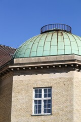 Danish post and telegraph building with a copper roof in Aarhus, Denmark	