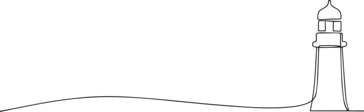 Light house one continuous line art, Vector illustration, One line art, Line art graphic style