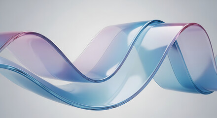 Obraz premium A translucent blue ribbon with wavy curves on a white background