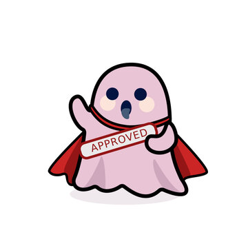 Cute ghost with a cape showing approval on a transparent background