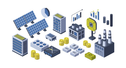 Obraz premium Sustainable Energy and Industrial Infrastructure Elements.
