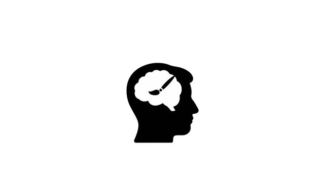 Brain Icon with Paint Brush