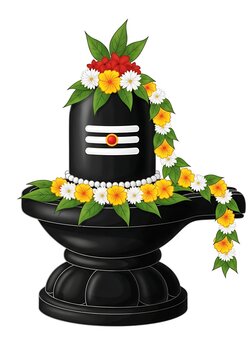 Shiva Linga decorated with flowers and leaves  Hindu symbol