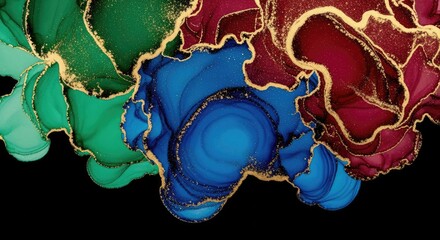 Royal Blue and Gold Veined Abstract Marble