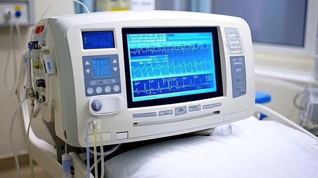 Device for monitoring vital signs inside closeup. Emergency reanimation equipment to save people life, paramedics first aid tools. Generative AI