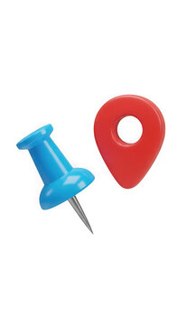 Blue pushpin and red location marker