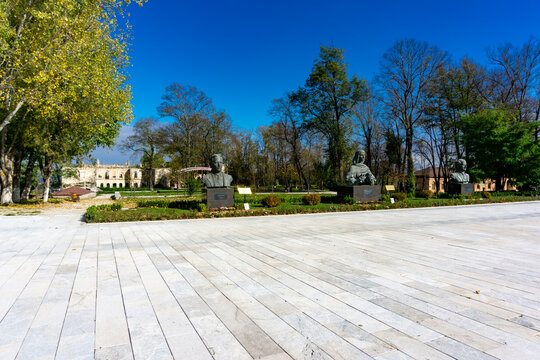 Statues and monuments erected in honour of the famos poets and composers of Azerbaijan who originated from Shusha, Karabakh, Azerbaijan