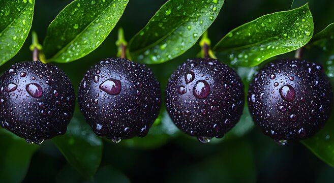 Jamun berries natural garden shot with water droplets image