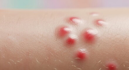 Fototapeta premium Red Blisters on Human Skin Closeup.