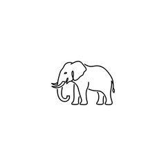 Obraz premium Single line elephant icon flat vector design.