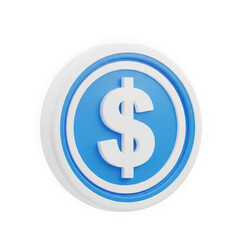 Obraz premium Blue digital coin with dollar symbol isolated on transparent background