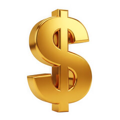 Obraz premium Three-dimensional golden dollar symbol isolated on transparent background