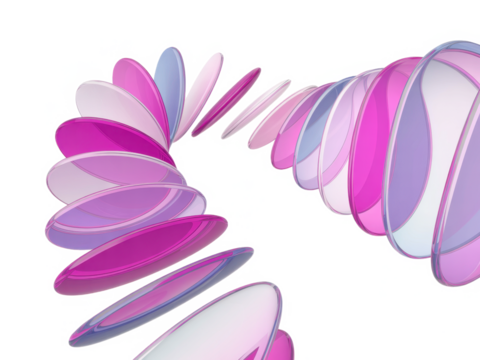 Holographic iridescent glass circle arrow 3d background. Abstract geometric line pattern. Purple blue gradient transparent ribbon of crystal triangle plate shape row. Digital tech - Powered by Adobe